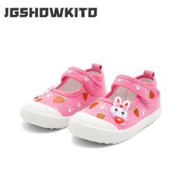 Zapatillas de lienzo de chicas jgshowkito zapatos deportivos suaves zapatos para niños con zapatos deportivos dibujos animados de zanahoria imprenta de zanahoria D240515