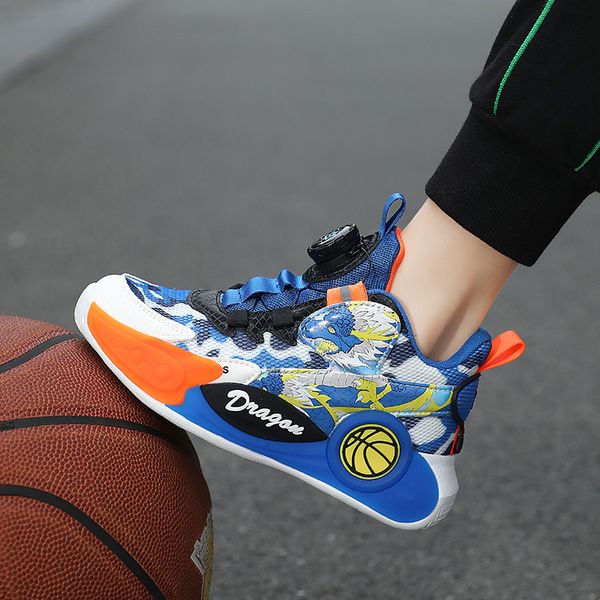 Baskets enfants chaussures de basket-ball pour garçons en cuir respirant anti pantoufle semelle sport plat tennis grandes chaussures de course taille 29 39 230823