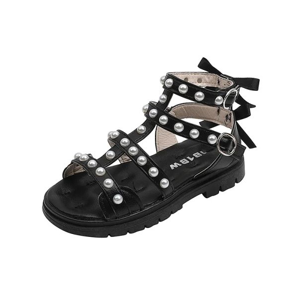 Sneakers para niños Pearls Rome Sandals 2022 Summer Girls Princess Back Back Child Child Fashion Hollow Opentoe Lindo vestido de vestir