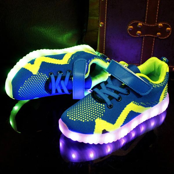 Baskets enfants chaussures lumineuses garçons filles maillage chaussures de course respirant confortable usb rechargeable sneakers brillant 2021 chaussures pour hommes