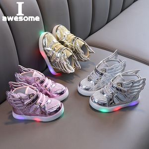 Sneakers enfants chaussures LED Sneakers Enfants Chaussures pour Garçons Filles Led Chaussures Enfants Sport Lumières Clignotantes Glowing Glitter Casual Baby Wing Flat 230705
