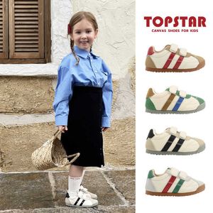 Sneakers Koreaanse versie van kinderen Forrest Gump Shoes 2024 Spring en Autumn Soft Soled Canvas voor jongensmeisjes Kindergarten Baby Indoor 1652 H240513