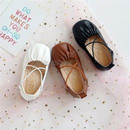 Sneakers Little Girls Leather Princess Sweet Children Flats Kids Loafers Soft Simple geplooide ruches Fashion Tide Shoes