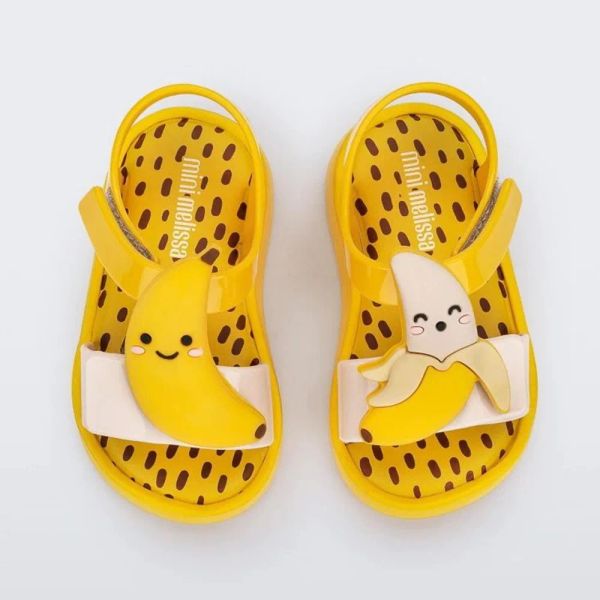 Zapatillas de zapatillas mini melissa 2022 Venta caliente Sandalias de niñas originales Summer Princesa Fashion Fruit Banana Orange Jelly Kids Beach Zapatos Hmi080