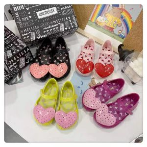 Sneakers mini melissa prinses schoenen zomer meisjes sandalen hartontwerp kinderen sandalen peuter jelly platte hiel niet -slip schoenen maat 1419