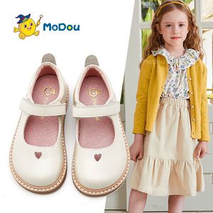 Baskets Mo Dou printemps automne chaussures en cuir décontracté véritable peau de vache sandales pour filles princesse rose Beige noir enfant en bas âge doux mignon 230322