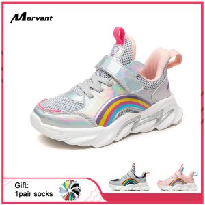 Sneakers morvant kinderen sneakers mesh ademende jongens meisjes tennis sneakers regenboog patroon ontwerp kinderen casual schoenen peuter sportschoenen