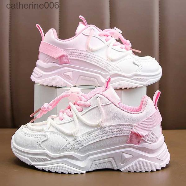 Baskets Nouveaux enfants chaussures filles baskets en cuir hiver enfants plate-forme baskets sport dégradé rose chaussures de Tennis pour fille livraison gratuiteL231106