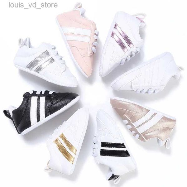 Baskets nouveau-nés chaussures garçon garçon fille classique sport soft seme pu cuir pu cuir multicolore premier walker berceau mocassins décontractés sneakers chaussures t240415