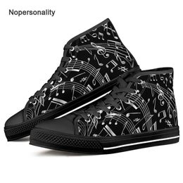 Sneakers Nopersonality Black Music Notes Imprimer des chaussures de toile haut haut haut