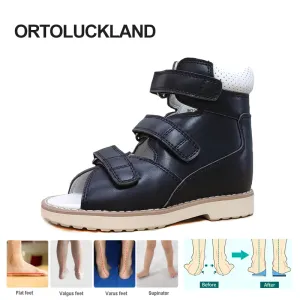 Sneakers Ortoluckland Boys Sandals Summer 2023 Enfants orthopédiques Black School Chaussures Kid Toddler Girls Flatfoot Platform 2 à 8 ans