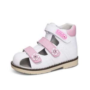 Zapatillas de zapatillas ortoluckland para niños zapatos princesa sandalias rosas ortopédicas para niños calzado de cuero de flores niños con plantillas ortóticas