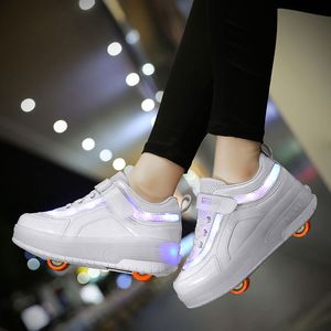 Sneakers Roller Skate Shoes For Kids Boys Girls Children Fashion Casual Sports Sneakers Game Gift 2 Wheels LED Flashing Light Boots 230203