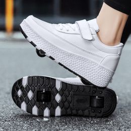 Sneakers Roller Skate Shoes Kids Spring Casual Sports Children 2 Wheels Boys Girls Wheel Gift Game Toys White Footwear 230823