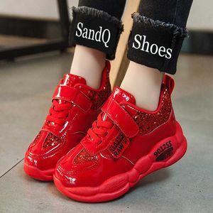 Baskets SandQ Enfants Baskets Filles Rouge Tennis Chaussures Garçons Noir Sport Chaussures Glitter Enfants Chaussure Zapatos Bebe Casual Paillet NewHKD230701