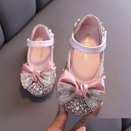 Zapatillas Sepatu Kit Anakanak Baru Berlian Imitasi Busur Putri Perempuan Pesta Dansa Bayi Si Flat Kinerja D785 220611 Drop Delivery B Dh1Pa