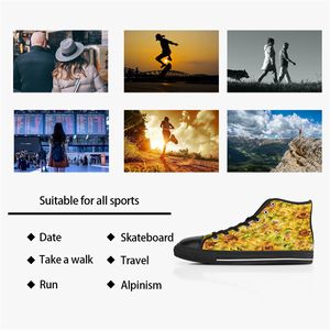 Baskets Chaussures chaussures de sportCustom Canvas Hommes Femmes Mode Noir Orange Mid Cut Respirant Casual Sports de Plein Air Marche Jogging Color60494625