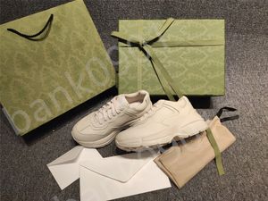Sapatos casuais de grife tênis masculino feminino casal couro branco cadarço sandália chinelo COM caixa dustbag tamanho 35-46