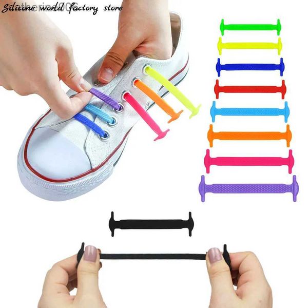 Sneakers Silicone World 16/12 Stuks Siliconen Elastische Schoenveters Kinderen Volwassen Unisex Atletisch Geen Stropdas Schoenveter Sneakers Fit Quick Shoe LaceL231106