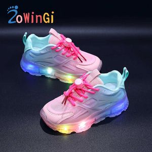 Sneakers Size 21-30 Children Lighting Shoes for Boys Light Up Shoes Kids Shoes for Girl Sport Shoes Breathable Mesh SneakersHKD230701