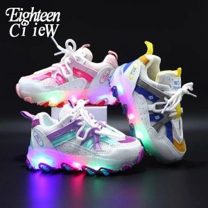 Sneakers Maat 2130 Mode Gloeiende Sneakers Kinderen Oplichtende Schoenen Baby Mesh Lichtgevende Sneakers voor Kinderschoenen Meisjes Antislip Sneakers