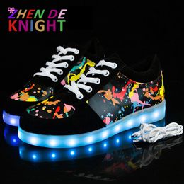 Sneakers maat 27-41 kinderen gloeiende sneakers met lichte schoenen Luminous sneakers voor jongensmeisjes met achtergrondverlichting Kid Luminous Sole 230530