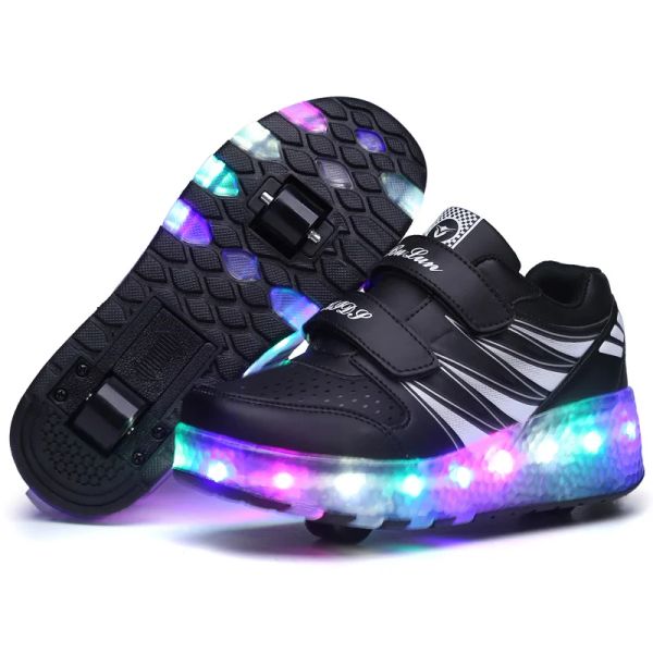 Baskets Taille 2743 Sneakers à rouleaux lumineux Enfants Boys LED roues Sneakers Lights Skate For Kids Girls Glowing Wheels Chaussures