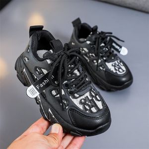 Sneakers Sport Kids Mesh Leather Anti-Slippery Fashion Boys Casual Shoes For Children Girls 220928