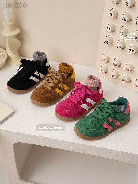 Baskets printemps et automne nouvelles chaussures décontractées pour enfants garçons et filles chaussures en cuir de porc Geunine de haute qualité chaussures de marche souples pour bébé 24322