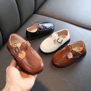 Zapatillas de deporte para niñas para niñas para niñas de cuero zapatos de cuero británicos zapatos casuales para estudiantes pisos de fondo suave 221028