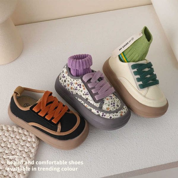 Baskets printemps enfants toile chaussures filles mode imprimé fleuri baskets garçons rétro respirant tissu chaussures bébé doux pain chaussuresHKD230701