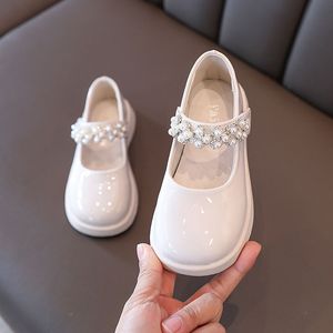 Sneakers Spring Girls Leather Shoes Kids Fashion Cute Pearls Princess Children's Anti Slip Flat G590 221117