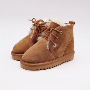 Sneakers Style Echte schapenvachtleer Kinderen Sneeuwlaarzen 100 Natural Fur Enkle Warm Wool Boys Girls Winter 230815