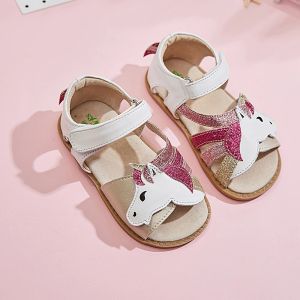 Sneakers tipsiëto's topmerk eenhoorns zacht leer in de zomer nieuwe meisjes kinderen op blote voeten schoenen kinderen sandalen baby peuter 112 jaar oud