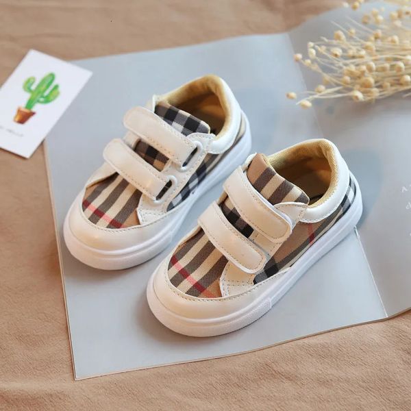 Baskets enfant en bas âge garçons mode Plaid toile chaussure chaussures légères décontractées PU Patchwork filles Skate Camp Style enfants 230928