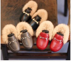 Sneakers Peuter Kleine kinderkleding Schoenen Velours met bont Meisjes Jongens Loafers Leer Warme kledingschoenen voor meisjes Fuzzy Loafers 231207