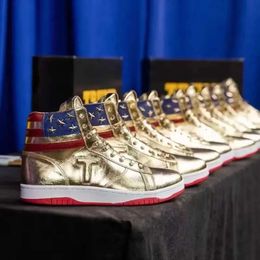 Zapatillas de deporte Trump T Baloncesto Zapatos casuales The Never Surrender Designer 1 TS Gold Custom Men Sneakers Comfort Sport Trendy Cordones al aire libre con Box Rump S rendy