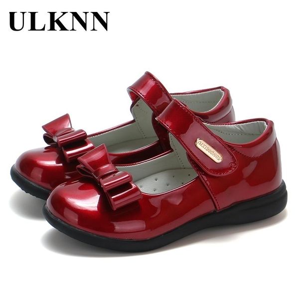Baskets ULKNN 2023 Chaussures en cuir pour enfants Vin rouge Fille plate avec fête Princesse École élémentaire Performance Enfant 230613