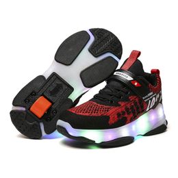 Sneakers USB Chargable Led Children Wheels Shoes Breathe Boys Girls Fashion Sports Casual Kids Roller Skates Maat 29 40 230823