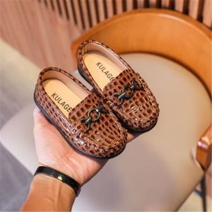 Sneakers Vintage PU Leather Designer Baby Boys Shoes Slip On Weave Plaid Fashion Kids Formal Dress Toddler 221130