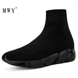 Zapatillas de deporte tejidas top voladores altos calcetines mwy schoenen mannen entrenadores negros suaves y cómodos zapatos casuales talla 230518 748