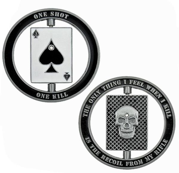 Snipe One Kill Skull Spinner Military Challenge Coin01232978925