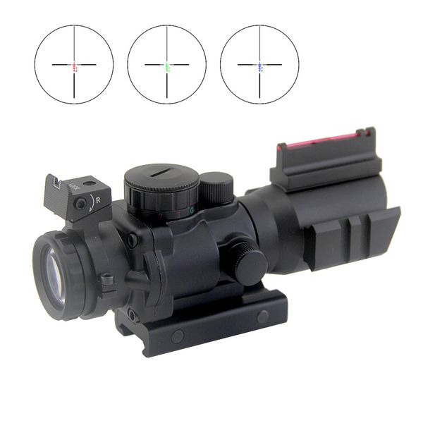 Francotirador 4x32mm Riflescope Rojo Verde Azul Iluminado Mil-dot Alcance Táctico Fibra Óptica Reflex Sight 4x Lupa Caza Airsoft Gun Sight