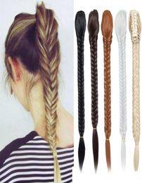 Snoilite 20inch Longtail Traids Extensions Hair Extensions Ponytail Hair Synthetic Claw Clip in Braiding Ponytail Poice pour femmes4702729720