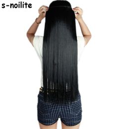 Snoilite Val tot taille 4676 CM Langste Clip in voor human hair extensions Eén stuk Echt natuurlijk dik synthetisch haar Extention3141557