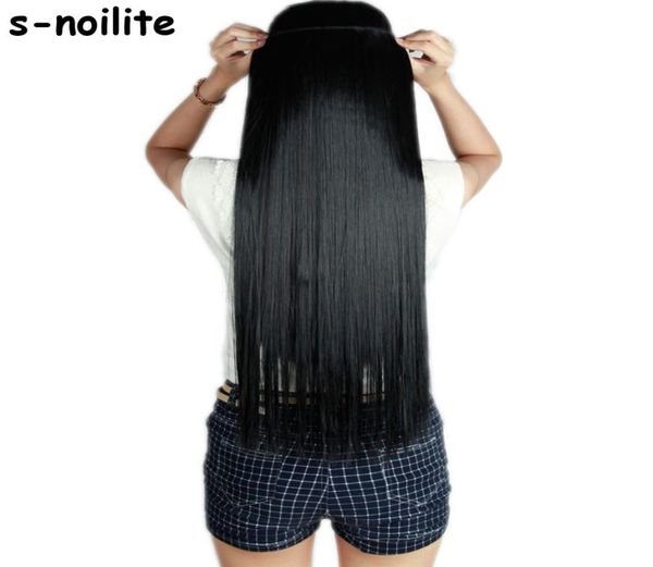 Snoilite Caída hasta la cintura 4676 CM Clip más largo para extensiones de cabello humano Una pieza Real Natural Grueso cabello sintético Extention4829053