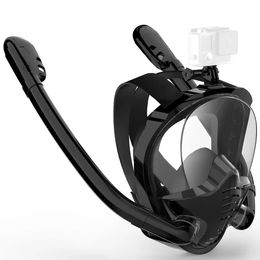 Snorkelmasker Upgrade Volledig gezicht snorkelmasker met 2 ademhalingsbuisjesuitrusting voor volwassenenmasker Anti-Fog Lek 240410