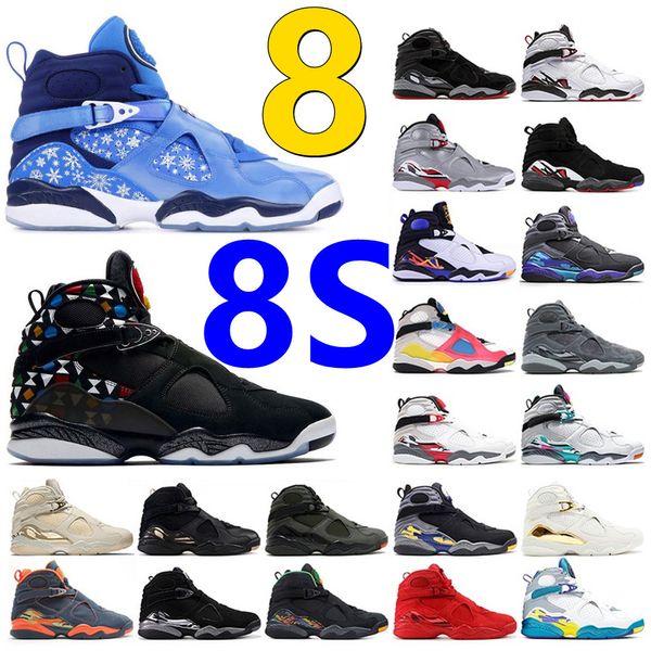 Snow Blizzard 8 Chrome Chaussures de basket-ball Take Flight Invaincu 8s Jumpman Saint Valentin Trois Peat Hommes Blanc Multicolor South Beach Aqua Sports Baskets avec boîte