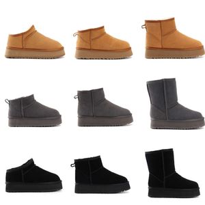 Sneeuw Platform Suede Boot Winter Designer Australië Tasman Slipper Braid Vrouwen Schapenvacht Bont Gevoerde Slides Winter Schoenen NO427