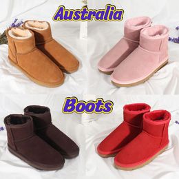 botas de nieve australia zapatos de mujer Classic Mini II Boot Chestnut negro burdeos gris fucsia Sheepskin Shearling invierno confort botines de diseñador para mujer uggitys